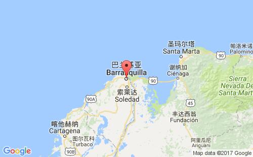 哥伦比亚港口巴兰基利亚barranquilla港口地图