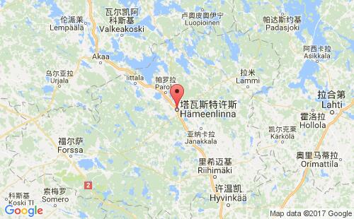 芬兰港口海门林纳hameenlinna港口地图