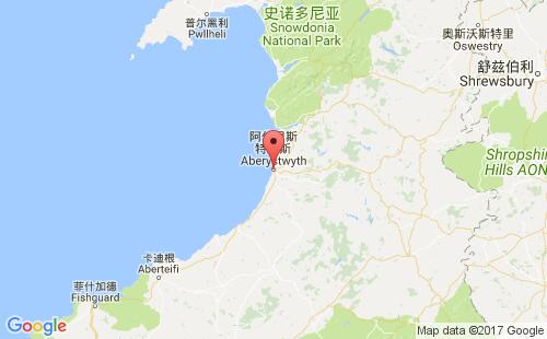 英国港口阿伯里斯特威斯aberystwyth港口地图