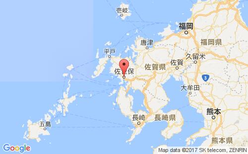 日本港口佐世保sasebo港口地图