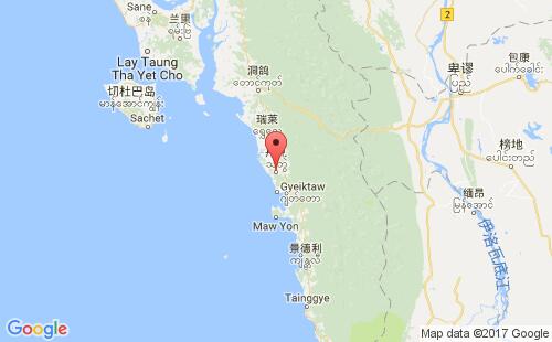 缅甸港口山多威sandoway港口地图