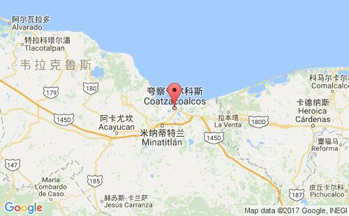 墨西哥港口夸察夸尔科斯coatzacoalcos港口地图
