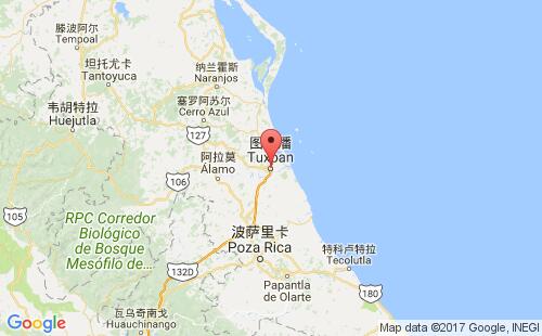 墨西哥港口图斯潘tuxpan港口地图