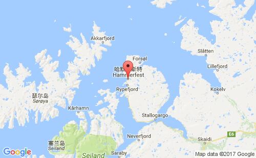 挪威港口哈默菲斯特hammerfest港口地图