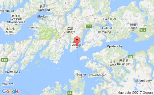 挪威港口勒丁恩lodingen港口地图