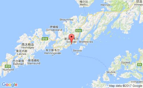 挪威港口斯沃尔韦尔svolvaer港口地图