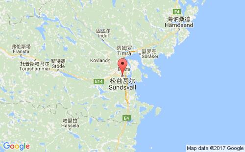 瑞典港口松兹瓦尔sundsvall港口地图