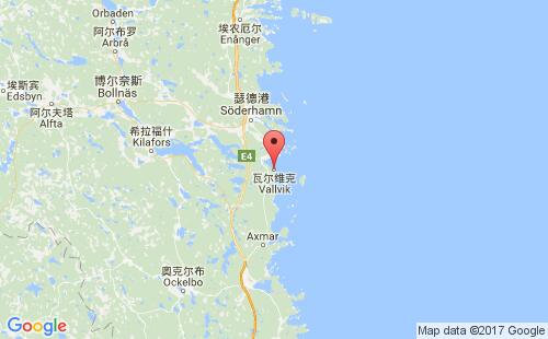 瑞典港口喔尔维尔wallvik港口地图