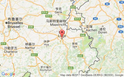 比利时港口列日liege港口地图