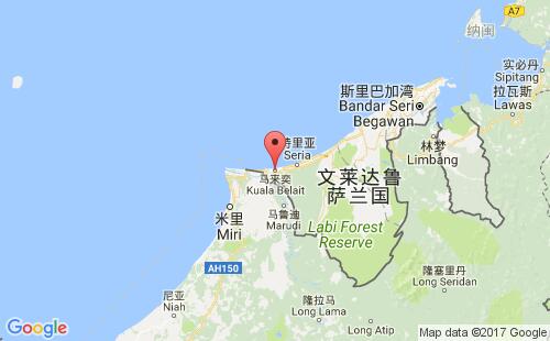 文莱港口白拉奕kuala belait港口地图