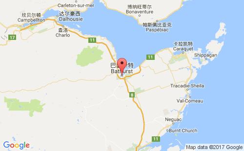 加拿大港口巴瑟斯特bathurst港口地图