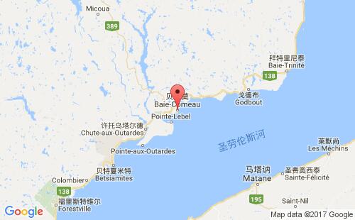 加拿大港口贝科莫baie comeau港口地图