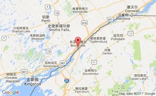 加拿大港口布罗克维尔brockville,on港口地图