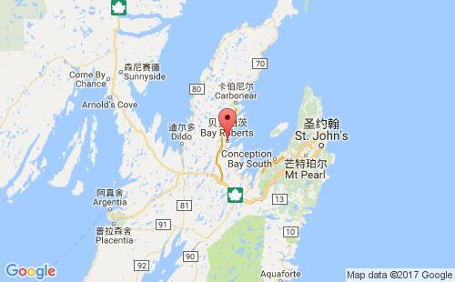 加拿大港口贝罗伯茨bay roberts港口地图