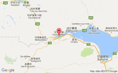 加拿大港口坎贝尔顿campbellton港口地图