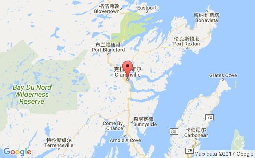 加拿大港口克拉伦维尔clarenville港口地图