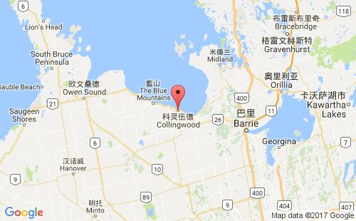 加拿大港口科灵伍德collingwood港口地图