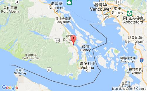 加拿大港口科威恰湾cowichan bay港口地图