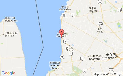 加拿大港口戈德里奇goderich港口地图