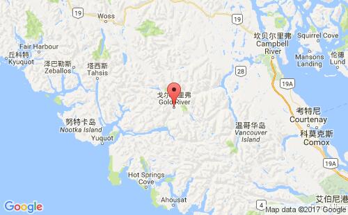 加拿大港口戈尔德里弗gold river港口地图