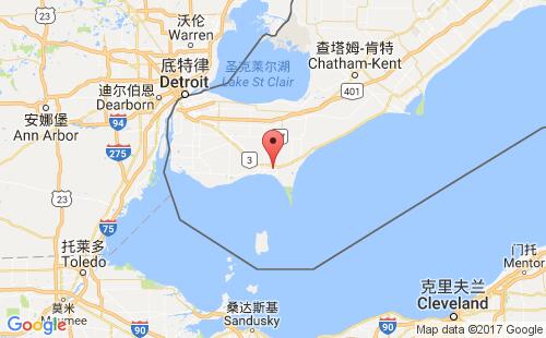 加拿大港口利明顿leamington港口地图