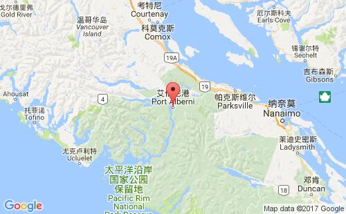加拿大港口艾伯尼港port alberni港口地图