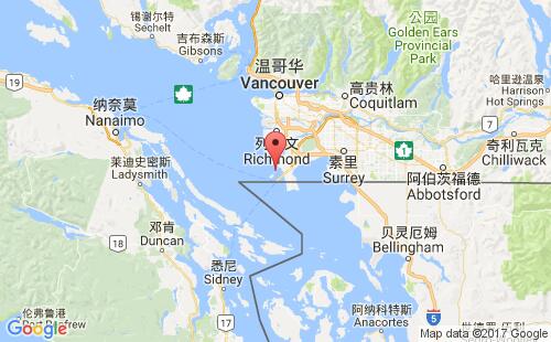 加拿大港口罗伯茨湾roberts bank港口地图