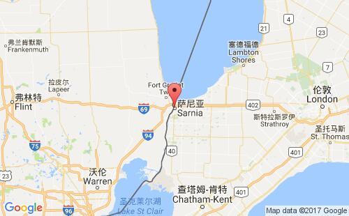加拿大港口萨尔尼亚sarnia,on港口地图