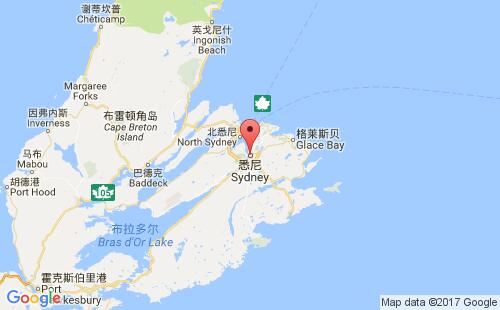 加拿大港口西德尼sydney,ca港口地图