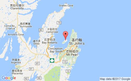 加拿大港口瓦伯兰wabana港口地图
