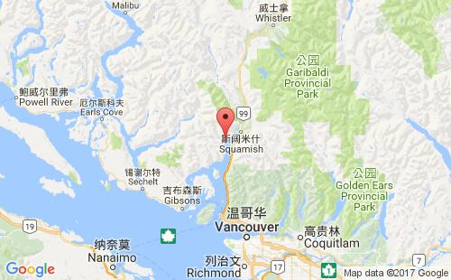 加拿大港口伍德菲伯woodfibre港口地图
