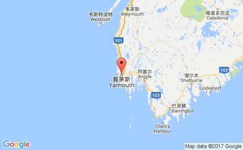 加拿大港口雅茅思yarmouth,ca港口地图