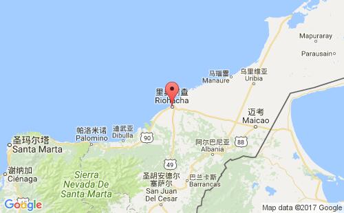 哥伦比亚港口里奥阿查rio hacha港口地图
