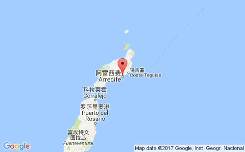 加那利群岛港口阿雷西费arrecife港口地图