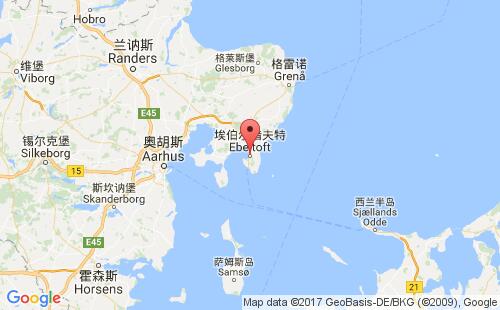 丹麦港口埃伯尔措夫特ebeltoft港口地图