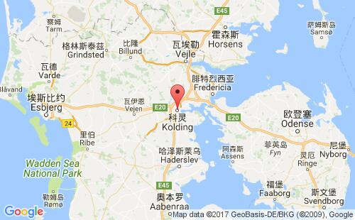 丹麦港口科灵kolding港口地图