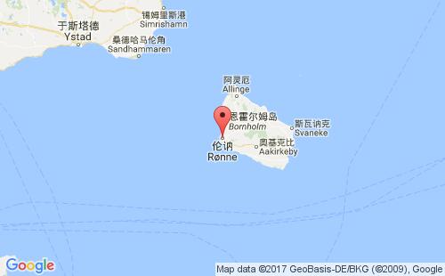丹麦港口伦讷ronne港口地图