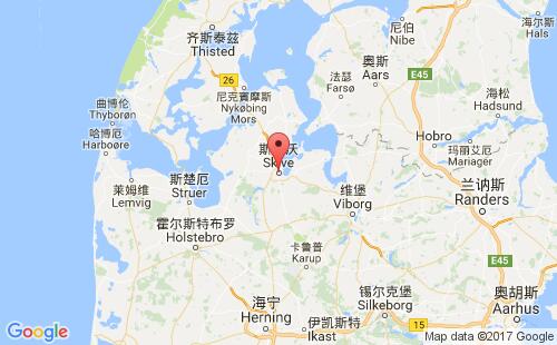 丹麦港口斯基沃skive港口地图