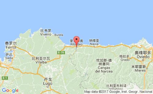 西班牙港口里瓦德奥ribadeo港口地图