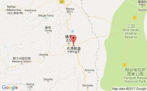 埃塞俄比亚港口孔博勒查kombolcha港口地图