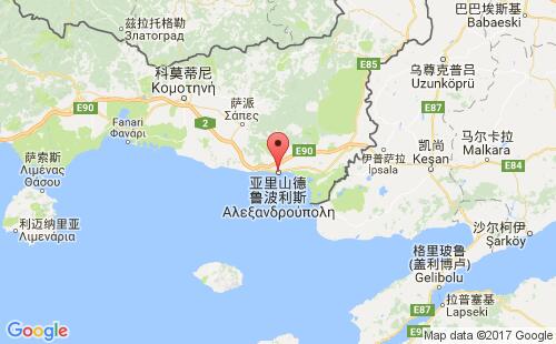 希腊港口亚历山德鲁波利斯alexandroupolis港口地图