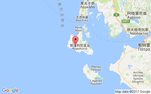 希腊港口阿尔戈斯托利argostoli港口地图