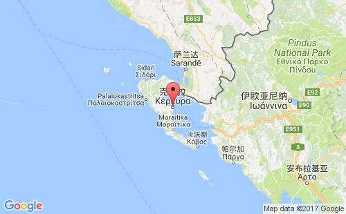 希腊港口科孚corfu港口地图