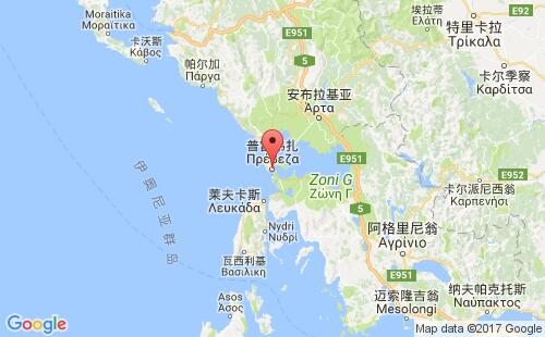 希腊港口普雷韦扎preveza港口地图