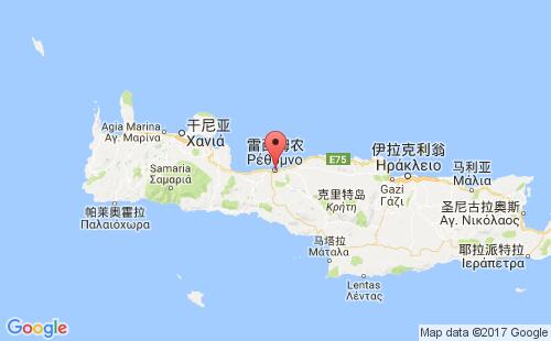 希腊港口雷西姆农rethimnon港口地图