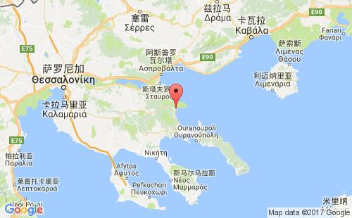 希腊港口斯特拉托尼stratoni港口地图