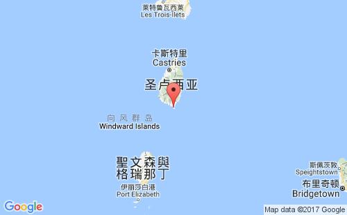 圣卢西亚港口维约堡vieux fort港口地图
