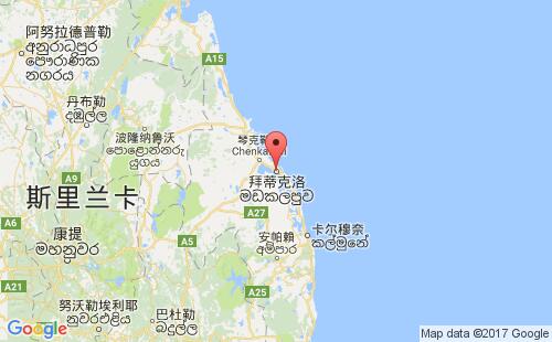 斯里兰卡港口拜蒂克洛batticaloa港口地图