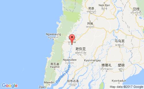缅甸港口勃生bassein港口地图