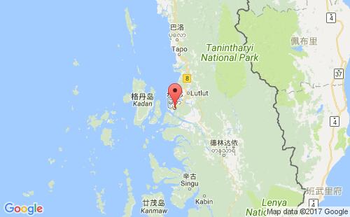 缅甸港口墨吉mergui港口地图
